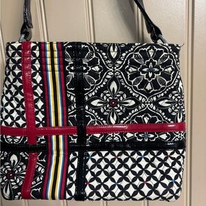 Vera Bradley Black and Red Patterned Shoulder Bag